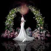 Dostosuj 1/1,2 / 1.5 / 1.8 / 2m Biały Księżyc Statek Metalowy Żelaza Arch Party Wedding Backdrop Decor Silk Flower Stand Balloo Crescent Arch