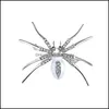 Szpilki, Broszki Biżuteria Damskie Kryształ Rhinestone Halloween Araneid Projektant Broszka Emalia Animal Insect Spider Pin Holiday Prezent Drop Dostarcz