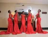 2022 Orange Mermaid Bridesmaid Dresses V Neck Backless Sweep Train Satin Prom Gowns Wedding Party Dresses vestidos de noche