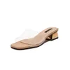 Quadrado quadrado baixo saltos sapatos mulher sandálias transparentes plus tamanho 42/43 senhoras flip flops ol nude sandalias mujer claro chinelos j2023