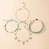 2021 4pcs/sets Colorful Beaded Bracelets for Women Charms 1998 Letter Shell Rope Bangle Alloy Metal Adjustable Jewelry