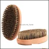 Brosses Outils à main Maison Brosses de jardin Brosse à cheveux à poils dur Manche en bois rond Anti-statique Sanglier Peigne Outil de coiffure pour hommes Barbe Garniture