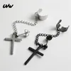 Stud UVW026 2 PC Trendy Punk 316L Ear Cuff Łańcuch Cross Kolczyki dla kobiet Cool Boho Piercing Pendientes Brincos