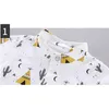 ropa de ocio de verano de dos piezas de algodón para niños camisa de impresión cómoda pantalones cortos de manga corta Traje de bebé 210309