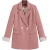 플러스 사이즈 M-5XL 숙녀 사무실 슈트 봄과 가을 더블 브레스트 여성 재킷 중간 길이 여성 210527