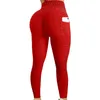 Herfst lente dames capris broek hoge taille yoga sportwear fitness leggings jacquard pocket stevige kleur bubbel broek