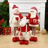 Stor storlek Jul Dolls Retractable Santa Claus Snowman Elk Toys Xmas Figurines Gåva till barn Röd träd prydnad 211018