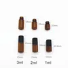 100 sztuk / partia 1 ml 2ml 3 ml Przenośny Essential Oil Butelka Roll na butelce perfum Mini Metalowe Wałki Brown Brown Szklane Butelki