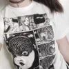 White Tees Junji Ito Horror Manga Uzumaki T-shirt Mulheres Moda Tops Grunge Estilo Anime Tee Hipsters Style Camiseta 210720