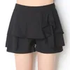 Szyfonowe Spodenki Letnie Luźne Kobiet Kobiece Wysokiej Talia Czeski Ruffles Casual Shorts Spódnice Cukierki Kolor Szerokie spodnie nogi S-4XL 210625