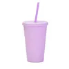 16oz acrílico skinny tumblers fosco cores de parede dupla garrafa de água bebendo plástico copo de plástico copo de sippy com palha