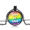 Populär LGBT Choker Halsband Vintage Gay Pride Rainbow Chain Halsband Round Time Gemstone Pendant Chokers Smycken