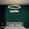 All copper modern LED Pendant lamps living dining kitchen bedroom household chandelier acrylic ring Pendant lights