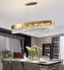 Illuminazione moderna del candeliere di cristallo ovale del LED per la sala da pranzo Lampada a sospensione della decorazione della casa della cucina di lustro dell'interno dell'oro di lusso