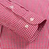 Heren Standaard-Fit Lange Mouw Micro-Check Shirts Patch Pocket Dunne Zachte 100% Katoen Wit / Rood Lijnen Gecontroleerd Plaid Casual Shirt 210626