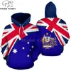 Мужчины Женщины Австралия Флаг Печать 3D Толстовки Смешные Толстовки Смешные Мода Мода с капюшоном Длинный Рукав Унисекс Koala Kangaroo Pullover-4 201020