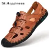 2021 zomer heren lederen sandalen merk mode casual handgemaakte Romeinse sandalen outdoor sport wandelen strand sandalen big size 48