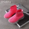 Çocuklar sneakers örgü ayak bileği spor ayakkabı erkek kızlar için rahat ayakkabılar şeffaf taban rahat yüksek kaliteli çocuk ayakkabı 210907