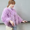 Inverno Vintage Fluxo Faux Fur Pele Casaco Mulheres Curto Furry Warm Fur Winter Outerwear Rosa Casaco Casual Party Overcoat 210222