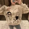 Spring Women Fashion Beauty Girls Print Sweatshirts women O Neck Knitted Hoodies women pullover 210930