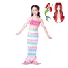 Traje de baño de sirena de dos piezas para niñas, conjunto de Bikini con tirantes de cola de sirena púrpura o arcoíris, traje de baño de princesa para niños de 2 a 10T, 2 estilos