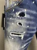 DSQ Phantom Kaplumbağa Erkek Kot Klasik Moda Adam Kot Hip Hop Rock Moto Mens Sıradan Tasarım Yırtılmış Jean Sıkıntılı Sıska Denim Biker Jeans 61178
