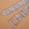 Hitie högkvalitativa strassbälte för kvinnor Kvinna Luxur Silver Crystal Diamond Midje Chain Wedding Belt Pin Metal Buckle Q0621194632