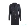 Casual Kleider Elegante Rüschen Zweireiher Frauen Kleid Büro Blazer Weiß Herbst Winter Dünne Anzug Damen