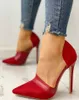 드레스 신발 2021 봄 여성 D 'Orsay 펌프 섹시 레오파드 인쇄 얇은 하이힐 여성 지적 발가락 얕은 입 빨간색 검정