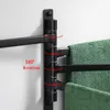 Handdoekrekken zwarte badkamerrek ruimte aluminium wand gemonteerd 180 graden rotatiestandaard badhouder plank met haak 2 3 4 5 staaf