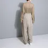 Kvinnors Jumpsuits Rompers Justerbara Lace Up Kvinnor Bomull Linen Romper Plus Storlek Lös sida Suspenders Casual Lady Backless Wide Leg Overa