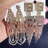 Diamants Long Gland Dangles Eardrop Griffe Chaîne Dames Boucles D'oreilles Boutique Femme Bijoux Super Flash Strass Lot Mixte