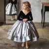Mädchenkleider Teelang Mädchen Prinzessin Geburtstagskleid Samt Kleine Kinder Erstkommunion Kleidung Lange Ärmel Blumenmädchen Hochzeit