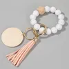 7 Styles Tr￤p￤rlade armband Keyring Party Silicone Beads Keychain Handbag Pendant For Women Monogrammed Grave Wooded Chip Crafts BBA12