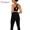 Chrleisure 2 Piece Workout Yoga Set Kvinnor Sport Top och Byxor Anti Celluliter Två Piece Sets Tracksuits Shorts Leggings Passar X0629