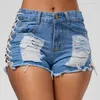 Sexy Summer Women Denim Shorts New Black Blue High Waist Ripped Short Jeans Femme Tassel Lace Up Bandage Hotpants 210306