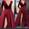 Casual Dresses Women Long Gown Elegant Ladies A-Line Party Kvinna Deep V-Neck Slits Full Length Evening Club Dress Maxi High Waist