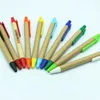 Estudantes Promocionais Penas Esferográficas Eco-Friendly Paper Ballpoint Pens Custom Logotipo Escola Suprimentos Papelaria Clipe Plástico