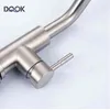 DQOK Brushed Nickel Kitchen Faucets Single Hole 360 Degree Swivel Pull Out Black Kitchen Sink Faucet Mixer Stainless Steel Tap 211108