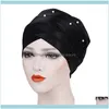 Aesories Tools Head ProductsHelisopus Headdress Muçulmana Turbante Tampão Para As Mulheres Contas Sólidas Hijabs Bonnet Árabe Envoltório Cabeça Lenço Islâmico Turbante Islâmico