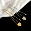 Lüks kalp kolye kadın paslanmaz çelik çift altın zincir kolye takı boyun üzerinde kız arkadaşı için hediye aksesuarları toptan