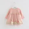 女の子の女の子の服新生児のバプテスマの服のための女の子の服の花刺繍の誕生日の洗礼の服0-2T Q0716