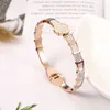 Tjp New Arrivals Hot Women 316 Stainless Steel Bangle Bracelet Crystals Zircon High Quality Rose Gold Bangle for Gift Jewelry Q0717