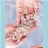 Juvelytrendy blad pärla rosguld kammar tiara brud huvudstycke kvinnor huvud dekorativa smycken bröllop hår aessory droppleverans 2021 5sfj