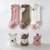 3 çift, yürümeye başlayan çocuk için yeni doğan çocuklar için by bebek çoraplar kış uzun bacak ısıtıcılar karikatür hayvan desen erkek kız çoraplar3848552