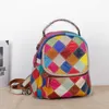 737 Hecho a mano nuevo Checker Color Coloring College Ocio Capa superior Bolso de hombro de cuero de vaca Mochila para mujer Q0528