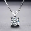 White 6mm8mm Lab Diamond Solitaire Pendants Necklace 925 Sterling Silver Choker Statement Necklaces Women Fashion Jewelry XN1177551828