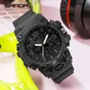 SANDA Sports Quartz Men's Watch Calendar Chronograph Luminous LED Digital Display Men's Waterproof S Shock Multifunctional Watch G1022