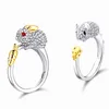 Anelli da donna Anello zodiacale moda cristallo anello femminile con apertura per dito placcato gioielli animali Lady Cluster stili Band
