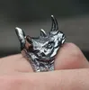 Cluster Rings Retro Punk Creative Design Rhino Head Ring Mens Stainless Steel Animal Jewelry Gift